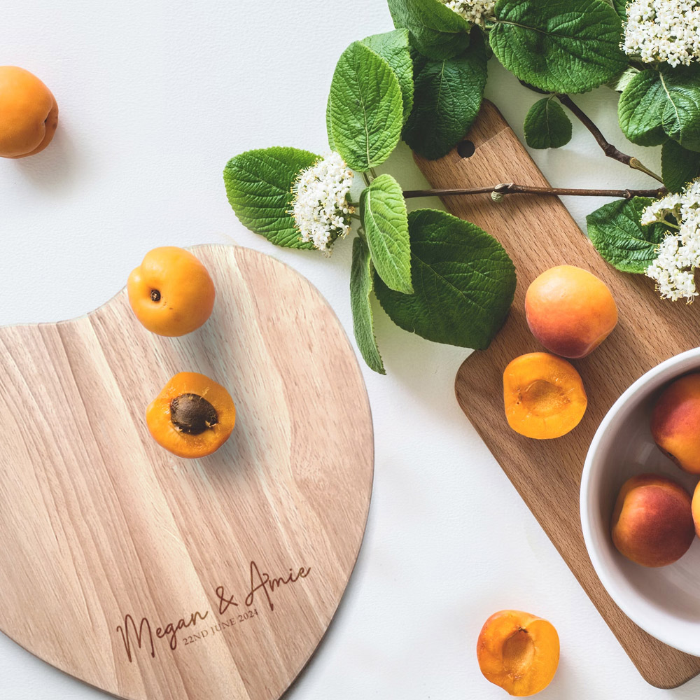 Personalised Chopping Board - Heart Wedding